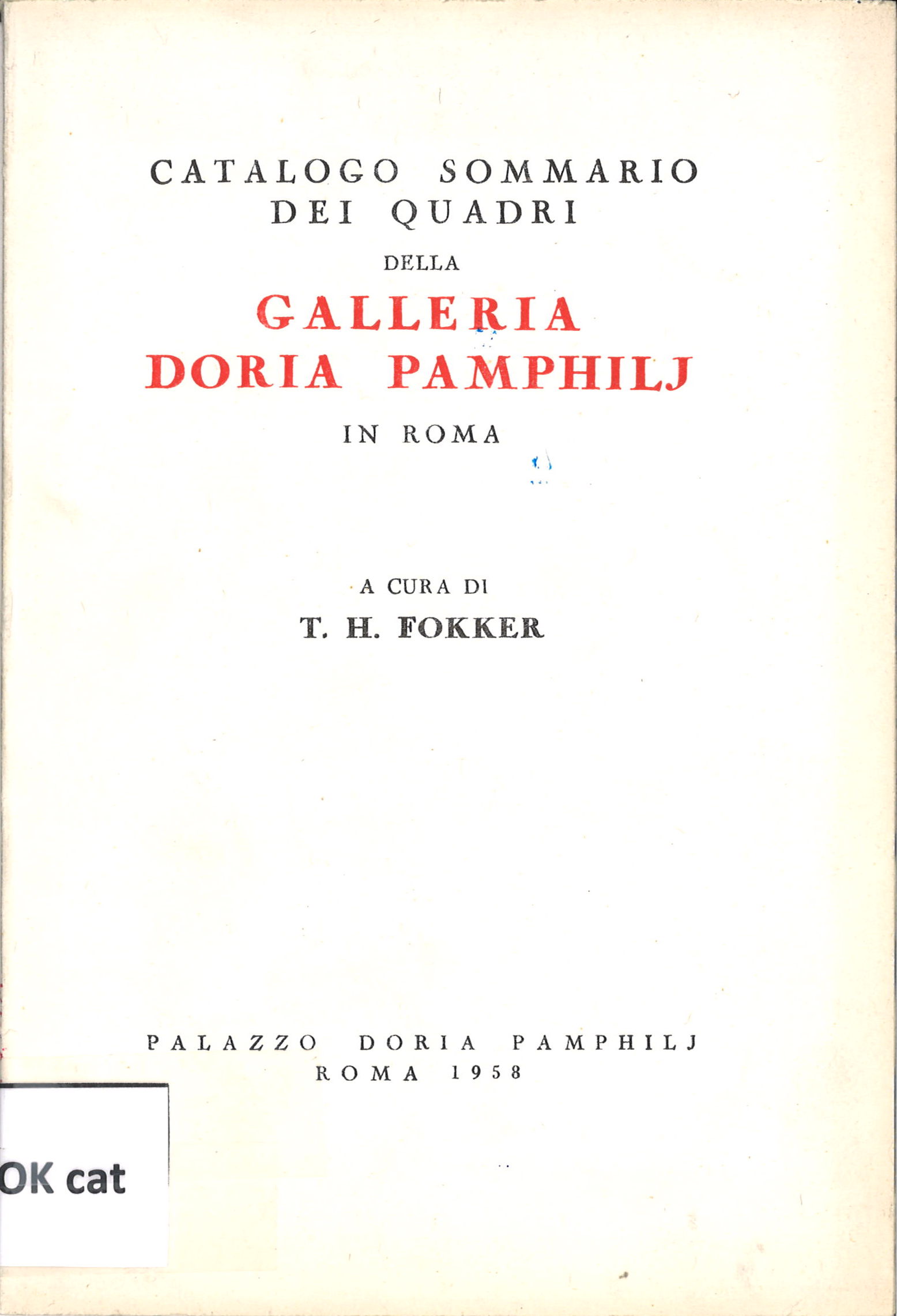Catalogo sommario dei quadri della Galleria Doria Pamphilj in Roma-image