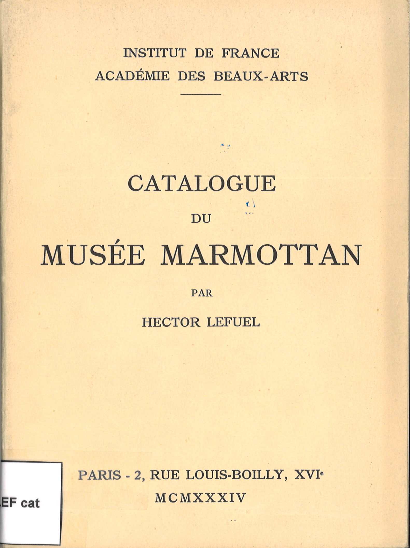 Catalogue du Musée Marmottan. Hector Lefuel-image